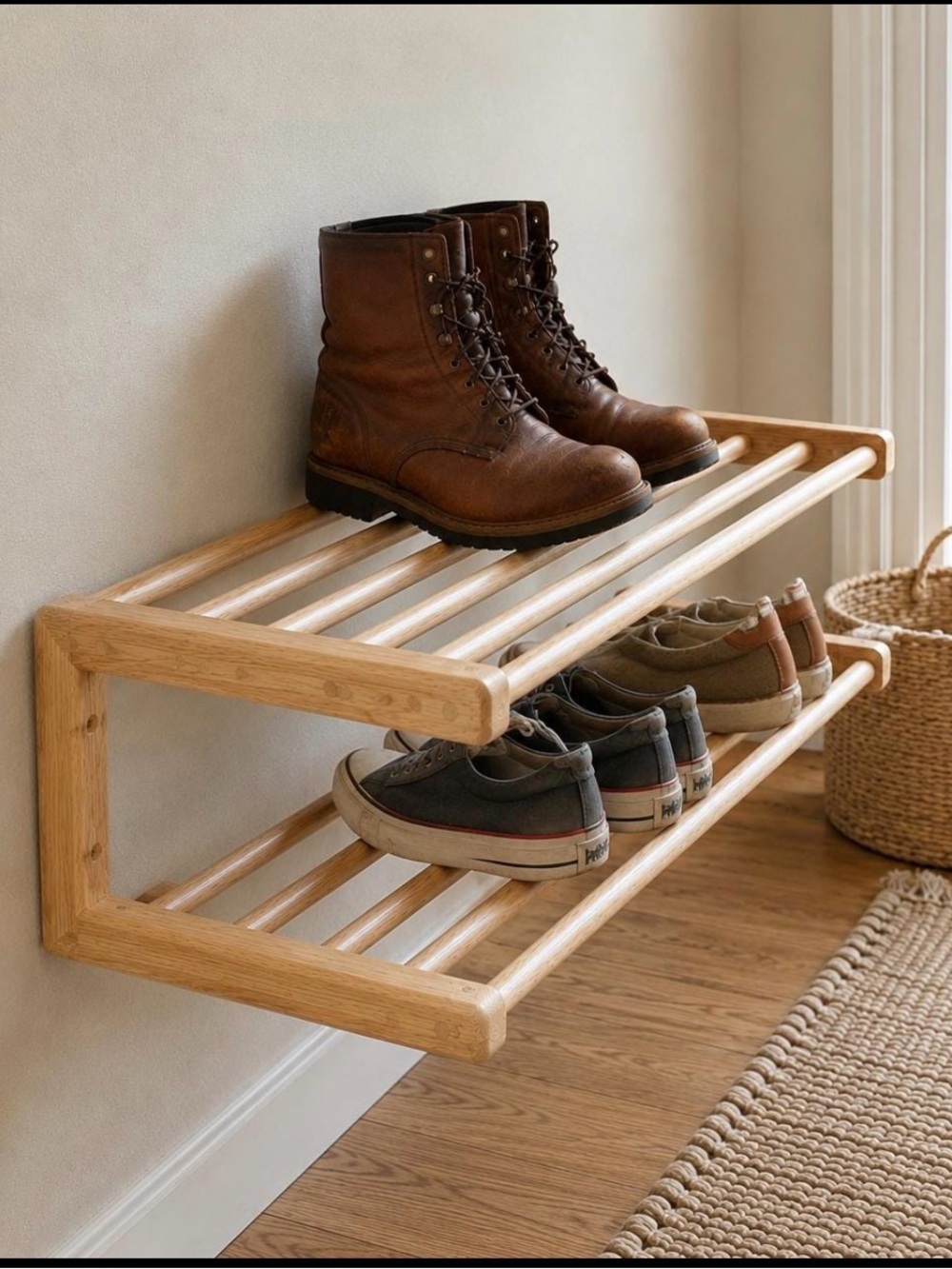 NWT Handcrafted Wall-Mounted MCM Shoe Rack (3 available)